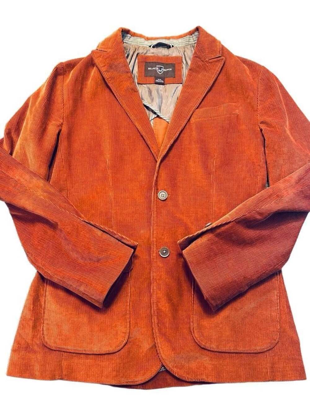 Black Brown 1826 Rust Orange Corduroy Blazer Jacket Sz M Academia Preppy Grandpa